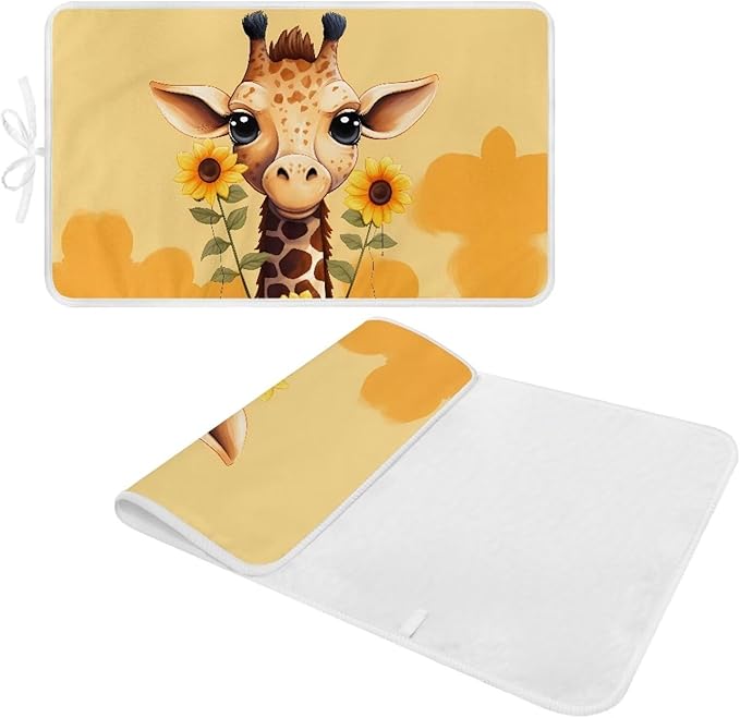 Funny Ironing Mat Portable Giraffe Ironing Pad for Steam Pressing on Tabletop or Bed,Heat Resistant Portable Quilting & Travel Blanket Ironing Board Alternative Cover