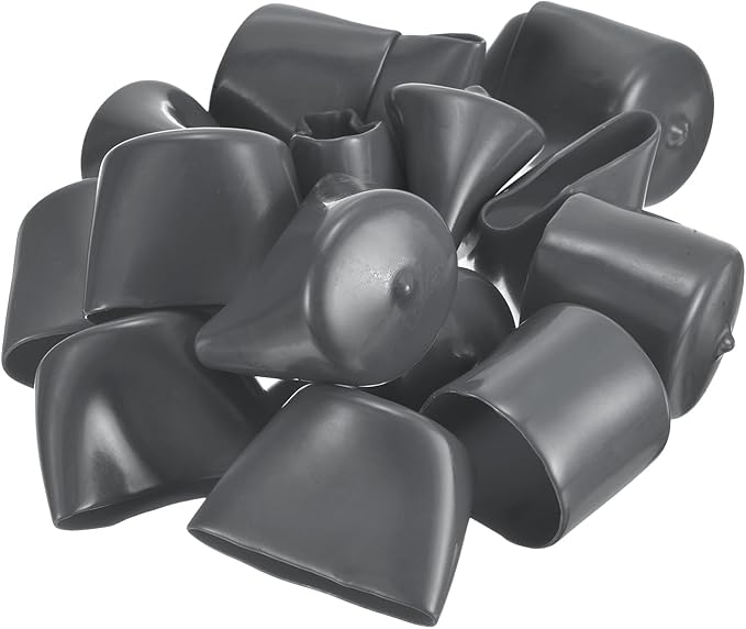 uxcell 20pcs Rubber End Caps 42mm ID Vinyl Round Tube Bolt Cap Cover Thread Protectors Dark Grey