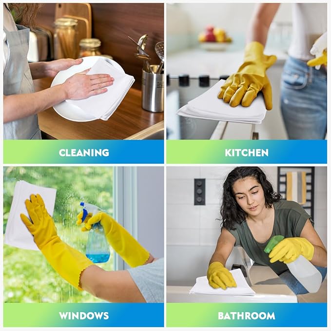 HOMEXCEL Microfiber Cleaning Cloth 6 Pack 12.5 x 12.5 inch Microfiber Towels for Cars Ultra Absorbent Car Washing Cloth Lint Free Streak Free Cleaning Rags for Car Kitchen Window White