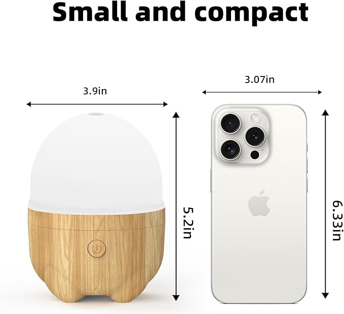 150ML Rechargeable Battery Essential Oil Diffuser, Portable Cordless Aromatherapy Diffuser with 7 LED Color Changing Lights, for Bedroom, Office, Outdoor