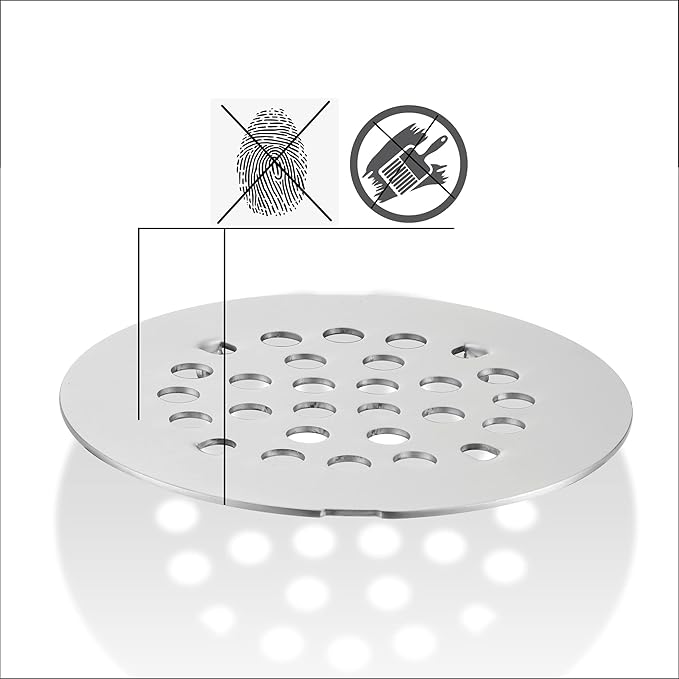 rrajj 4-1/4 (4.25) Inch(108mm) Round Snap-in Shower Floor Drain Cover Replacement Cover (Brushed Nickel)