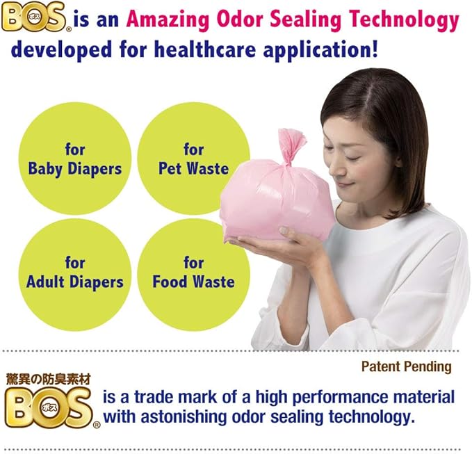 BOS Amazing Odor Sealing Baby Diaper Disposal Bags - Durable and Unscented [Size: M, Color: Pink] (90 count, Pack of 2) (180 Bags)
