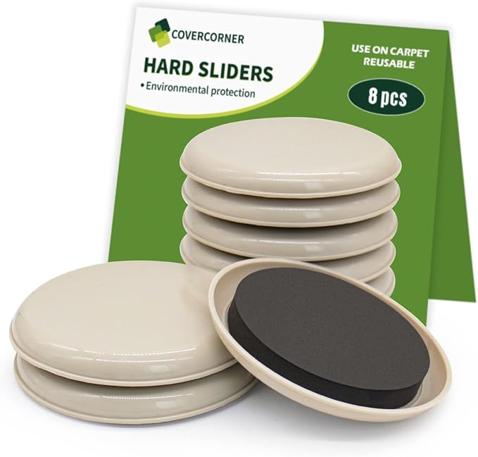 Furniture Sliders for Carpet 8 PCS - 4 3/4 inch Furniture Moving Slider Chair Legs Floors Protectors– Move Your Furniture Easy & Safely(for Carpet)