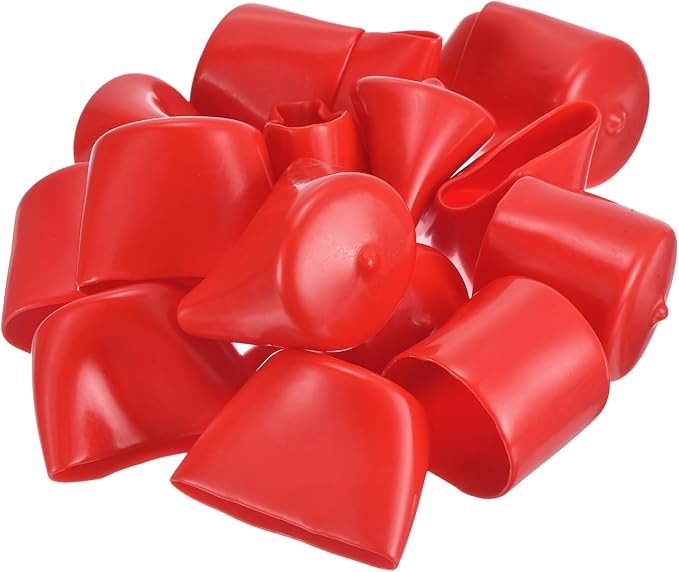 uxcell 20pcs Rubber End Caps 43mm ID Vinyl Round Tube Bolt Cap Cover Thread Protectors Red