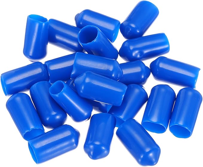 uxcell 20pcs Rubber End Caps 8mm(5/16") ID Vinyl PVC Round Tube Bolt Cap Cover Screw Thread Protectors,Blue