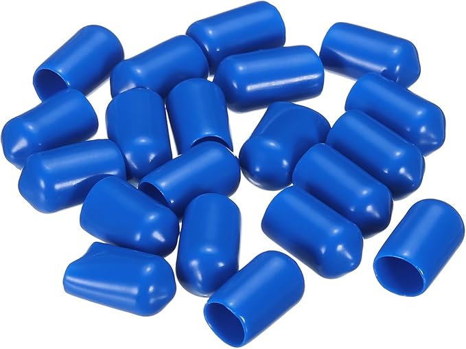 uxcell 20pcs Rubber End Caps 8.5mm ID Vinyl PVC Round Tube Bolt Cap Cover Screw Thread Protectors Blue