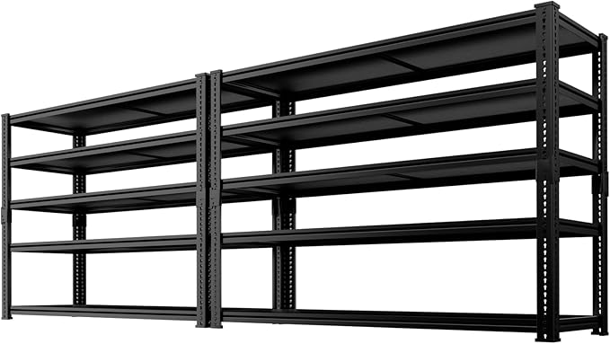 Storage Shelves Heavy Duty 2 PCS,48"L x 18"W x 72"H Garage Storage Shelves Unit Loads 3700LBS, 5-tier Adjustable Metal Industrial Utility Shelf Rack for Kitchen, Laundry Room,Warehouse, Basement