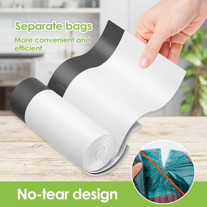 Teivio 3 Gallon 140 Counts Mini Strong Drawstring Trash Bags Garbage Bags, fit 10-12 Liter Small Trash Can,Tiny Waste Basket Liners for Home Office Bathroom Bedroom Car, White
