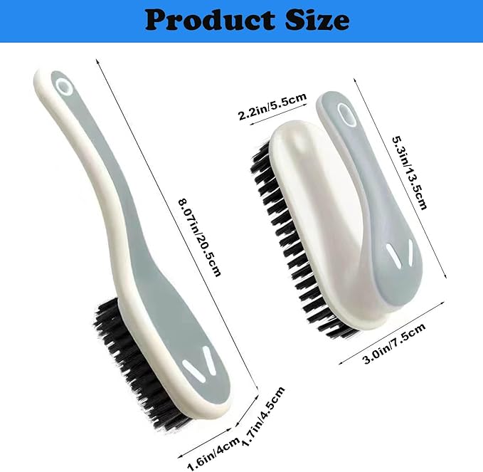 Soft Bristle Scrub Cleaning Brush Stain Remover Brush Fabric Cleaning Brush Laundry Brush Small Scrub Brush Cleaner Household Cleaning Brushes for Carpet, Clothes, Bathroom,Sneaker-2 Pack (Gray)