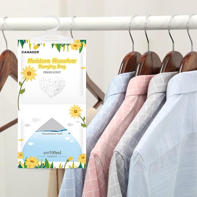 CANAGER Moisture Absorber -12 Pack,Fresh Scent Hanging Humidity Bag,Home,Car, and Closet Dehumidifiers(12.5OZ).