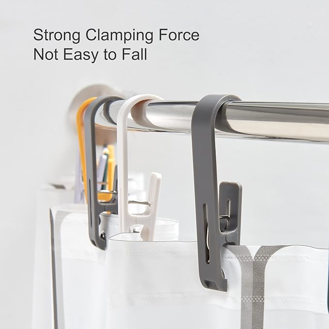 Large Clothes Pins Towel Clips, 4 Pcs Multipurpose Strong Plastic Hanger S Hook for Shower Curtain Laundry