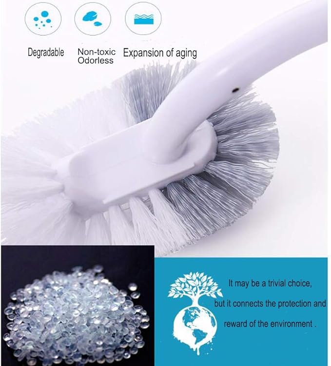 Marbarsse Bathroom Toilet Bowl Brush and Holder, Curved Design Toilet Brush for Deep Cleaning Under Rim, Best Toilet Brush Set, Easy Handy CompactToilet BowlCleaner Brush for Bathroom, 4 Pack