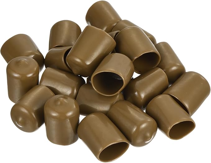 uxcell 20pcs Rubber End Caps 15.5mm(5/8") ID Vinyl PVC Round Tube Bolt Cap Cover Screw Thread Protectors Light Brown
