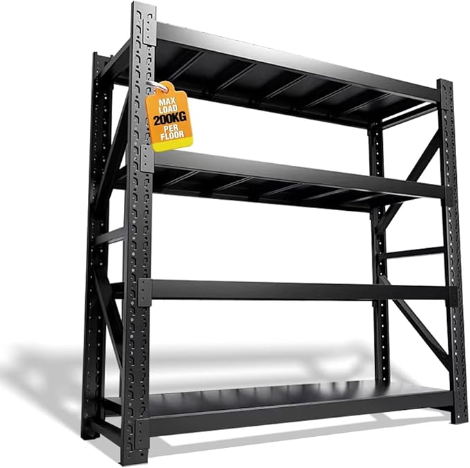 5000lbs Load Capacity,Heavy Duty 4-Tier Steel Shelving Unit, Adjustable Industrial Storage Rack for Garage Warehouse (Black, W78.74*D23.62*H78.74)