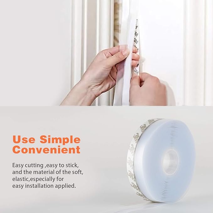 26 Feet Silicone Seal Strip,Door Weather Stripping, Sealing Tape for Door Draft Stopper Adhesive Tape for Doors Windows and Shower Glass Gaps (Transparent, 45MM)