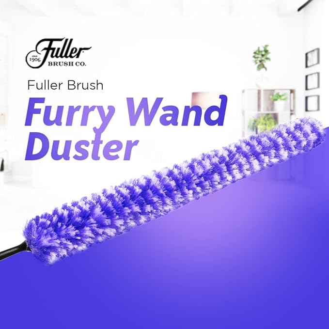 Fuller Brush Furry Wand Duster - 30" Netted Fiber Cleaner - Bendable Hand Sweeper Cleans Dust Dirt Lint & Cobwebs on Window Blinds Shelves Counters & More