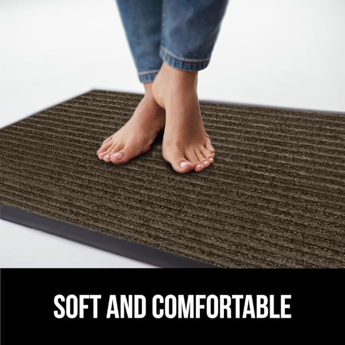 GORILLA GRIP Traffic Guard Door Mat, Heavy Duty Welcome Mats, Commercial Office Space Doormat, Waterproof, Fade Resistant, Strong Rubber Backing, Low Profile, Shoe and Boot Scraper, 35x23, Brown