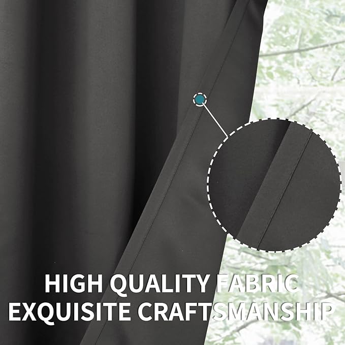 BGment Blackout Curtains 40 Inches Long for Bedroom, Rod Pocket Short Drapes for Kitchen/BathroomWindow Thermal Insulated Room Darkeng Blinds Privacy, Dark Grey, 2 Panels, 42 x 40 Inch