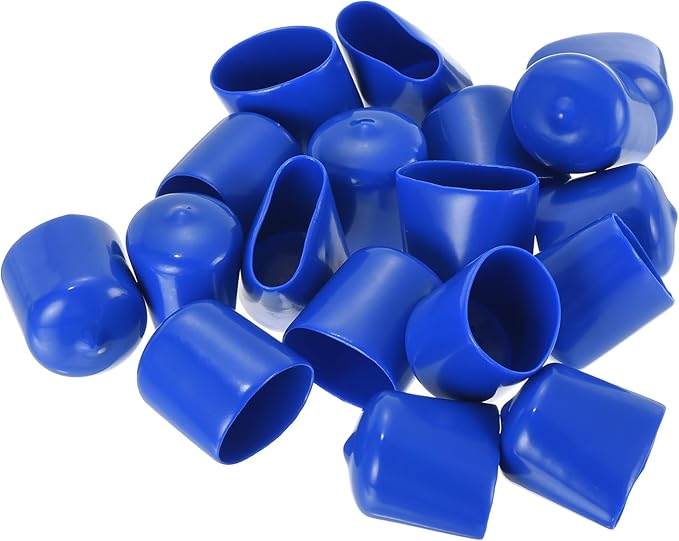 uxcell 20pcs Rubber End Caps 23mm ID Vinyl Round Tube Bolt Cap Cover Screw Thread Protectors Blue