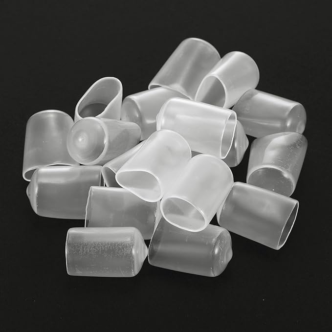 uxcell 20pcs Rubber End Caps Protective Caps 17mm ID Vinyl PVC Round Tube Bolt Cap Cover Screw Thread Protectors, Clear