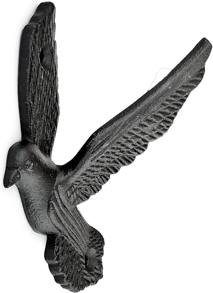 Ambipolar Flying Style Iron Cast Decorative Pigeon Bird Wall Mounted Coat Hooks, 5 Pieces, Black