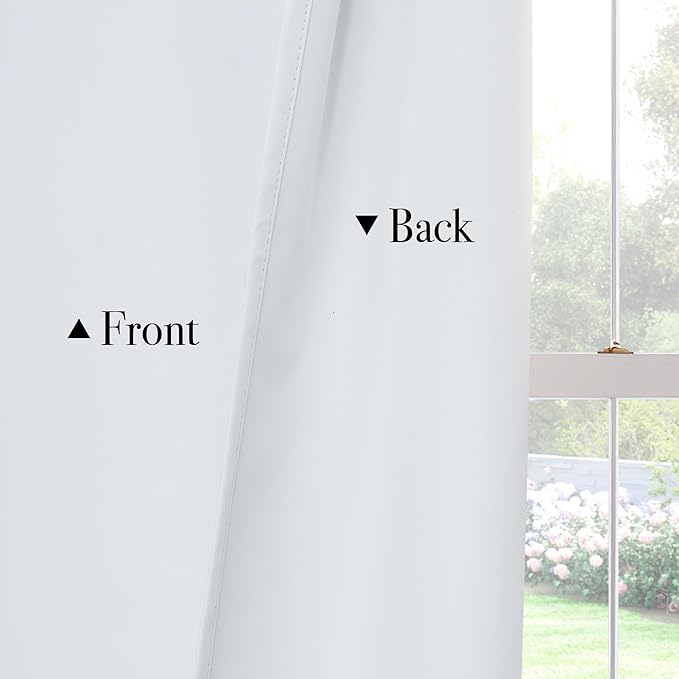 PONY DANCE White 100% Blackout Short Curtains for Kitchen Over Sink 45 inch Long 2 Panels Set, Black Out Small Window Curtains for Bathroom, Thermal Insulated Half Window Cafe Drapes, 34" W x 45" L