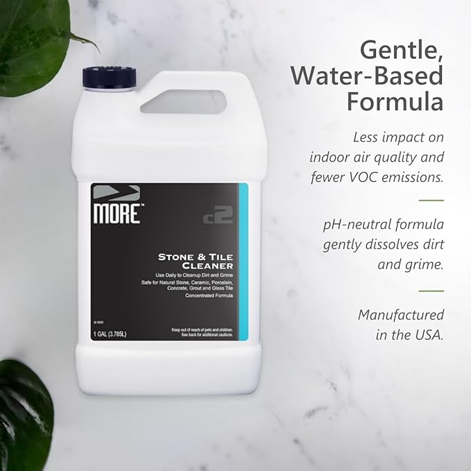 MORE - Stone & Tile Cleaner - Grout & Floor Cleaner for Natural Stone, Marble, Concrete, Ceramic, & Porcelain - Water-Based Grout Cleaner for Tile Floors - Concentrated Formula - pH Neutral - 128oz