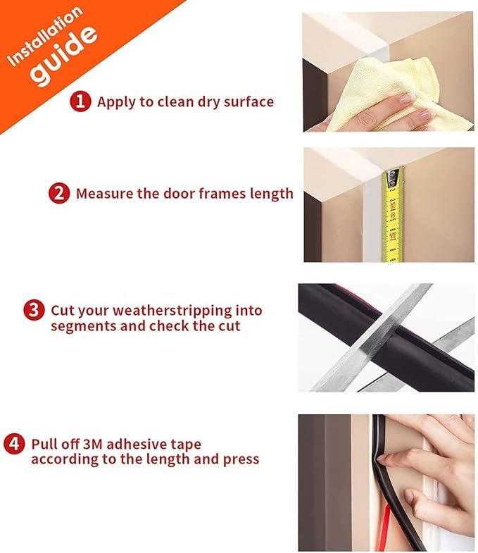 White Rubber Weather Stripping Door Seal Strip, D Shape Door Rubber Weather Seal Strip, SelfAdhesive Weatherstripping Soundproofing Doors Sealing Strip for Windows (23 feet, White)