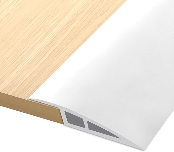 Vinyl Door Threshold Flooring Transition Strip Self Adhesive Carpet Edging Strip for Laminate Doorway Edge Threshold from 2/5" to 3/5" (White, 6.6 Ft)