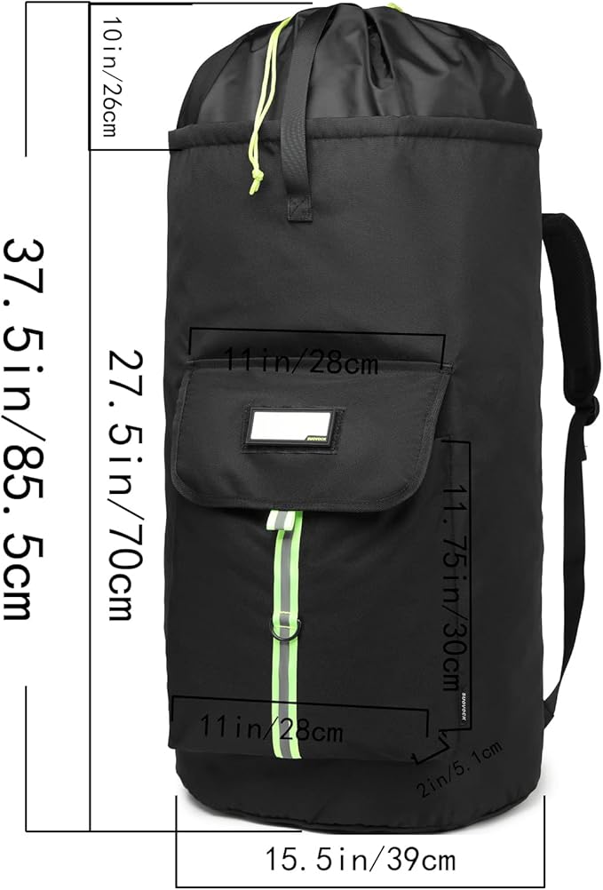 laundry bag backpack,extra-large heavy duty laundry bags,laundry backpack for college students,drawstring closure (Black Laundry Backpack Bag)