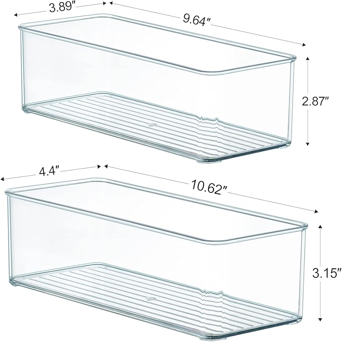Hudgan 8 Pack Clear Plastic Drawer Organizers Set, Stackable Deep Drawer Organizer for Makeup Vanity and Desk, 2 Sizes Tall Bathroom Drawer Organizer