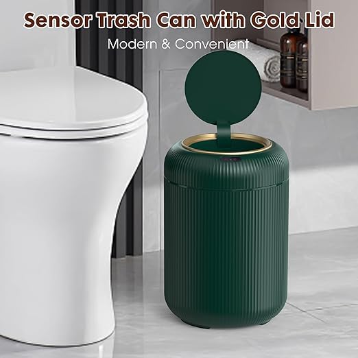 Procade Automatic Motion Sensor Bathroom Trash Can with Lid, 3 Gallon Touchless Trash Bin, Smart Plastic Garbage Can Small Green Wastebasket for Toilet, Office, rv, Bedroom, Living Room