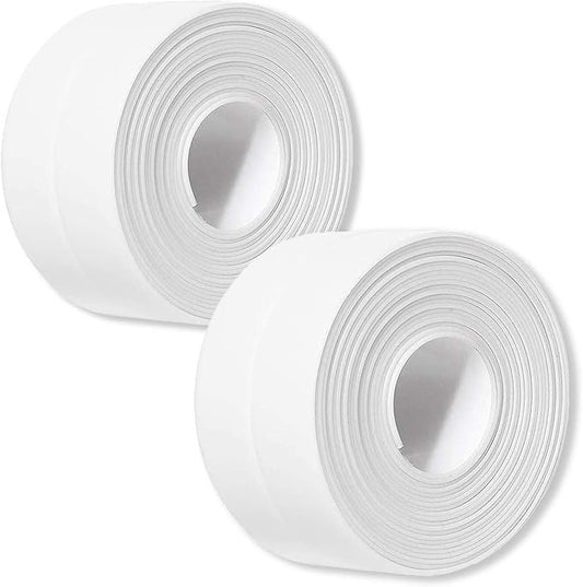 2 Pack Caulk Strip, 1.5" x 10.5Ft PVC Self Adhesive Caulk Tape, Sealing Waterproof Silicone Tape for Bathroom Bathtub Kitchen Toilet Wall Windows