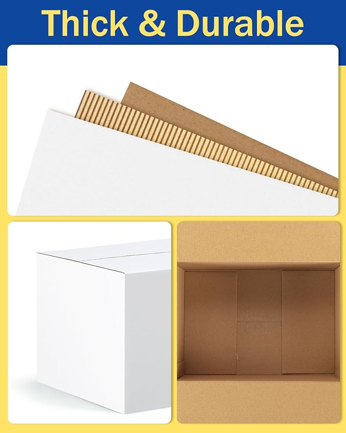 Assorted-Sizes-Shipping-Boxes-45-Pack: 5x5x5 & 6x6x6 & 8x6x6 Small-Shipping-Boxes-Mailers, White Corrugated-Cardboard-Boxes-for-Packing-Small-Business Mailing