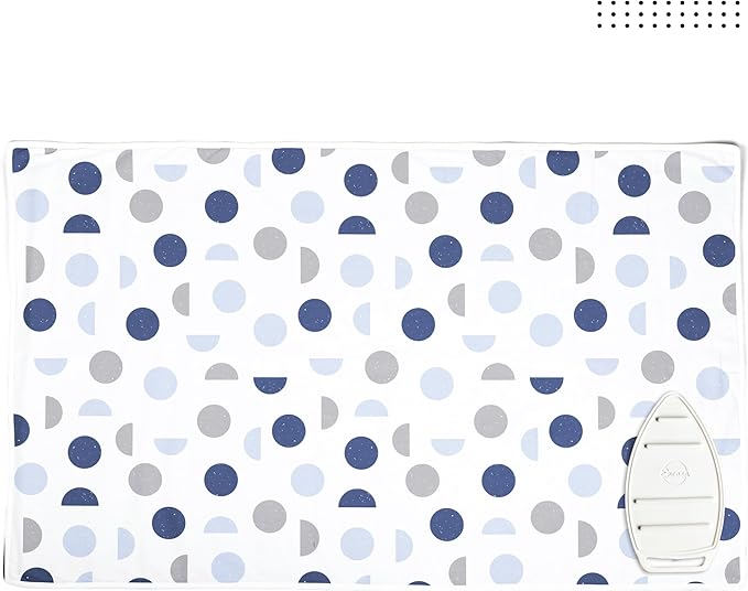 Encasa XO Ironing Mat/Pad (Large 48"x28") with 3mm Padding & Silicone Iron Rest for Steam Pressing on Tabletop or Bed - Heat Resistant, Portable, Quilting & Travel Blanket - Blue Moon