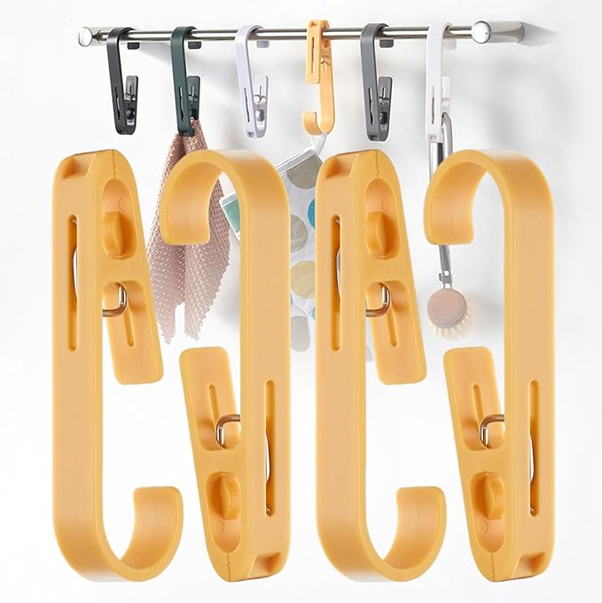 iBetterLife 4Pcs Laundry Hooks Clips Hanger - Laundry Clips with Hooks Heavy Duty Closet Organizer Clothes Pins Hanging Towel Clamps for Socks, Boot, Bras for Bathroom Wardrobe Kitchen