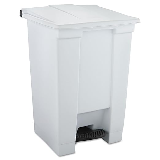 Rubbermaid Commercial Products Step-On Trash Can with Lid 12-Gallon White Hands-Free Sanitary Use Garbage Can for Medical Waste in Hospitals/Lab/Emergency/Patient Rooms