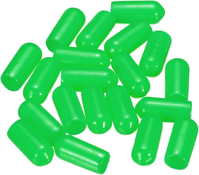 uxcell 20pcs Rubber End Caps 6mm(1/4") ID Vinyl PVC Round Tube Bolt Cap Cover Screw Thread Protectors Green