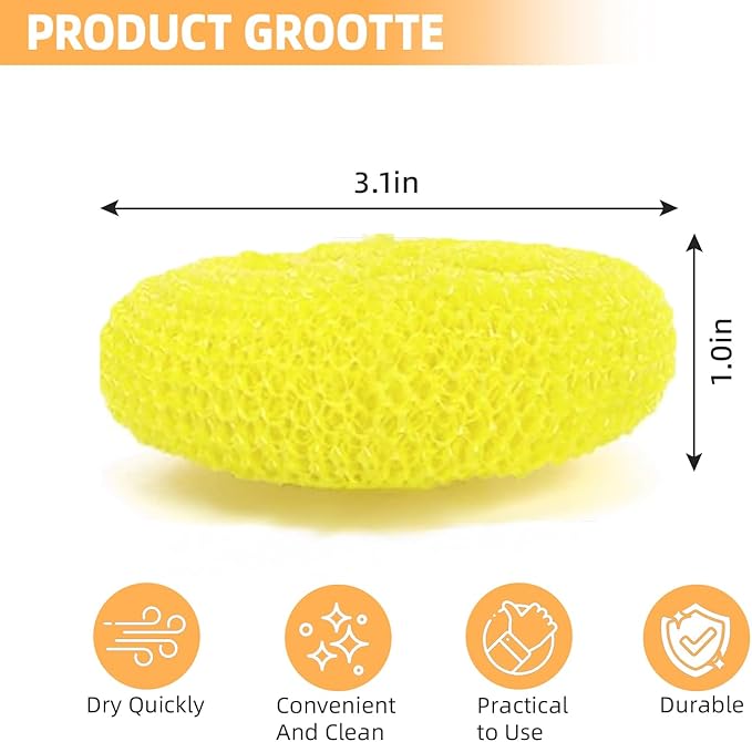 25 Pcs Plastic Dish Scrubbers, Reusable Non-Scratch Nylon Scouring Pads Bulk for Kitchen Cleaning - Multi-Color Poly Mesh Dishwashing Pads (Plastic Dish Scrubber)