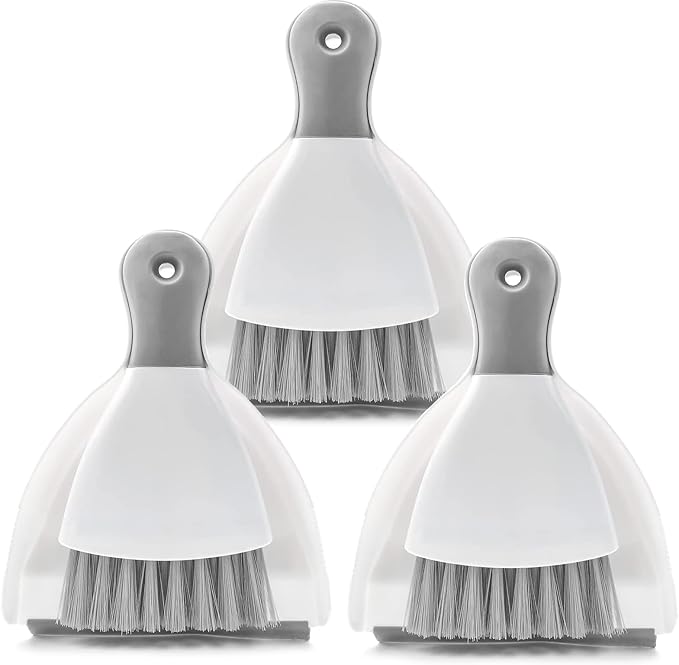 Dust Pan Broom Brush Dustpan - Dustpan and Brush Set, Mini Dust Pans with Brushes, Handheld Broom Cleaning for Tables, Keyboards, Guinea Pig Cage, and Cat Litter, etc.（Gray 3 Set）
