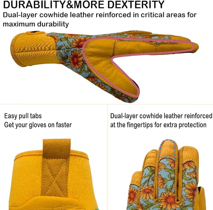 Thorn Proof&Puncture Resistant Gardening Gloves with Grip,Garden Gloves for Women, Leather Work Gloves,Gifts