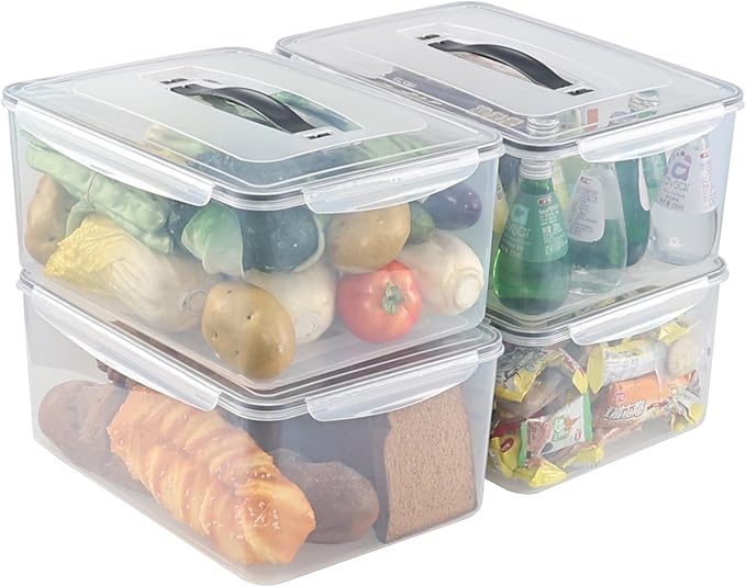 4-Pack 14.5 L Food Sealed Storage Container, Plastic Boxes with Airtight Lid