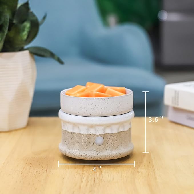 Ceramic Wax Melt Warmer - 3 in 1 Smokeless and Flameless Electric Wax Warmer,Easy to Handle Candle Warmer for Essential Oil and Wax Cubes is Suitable for Home and Office Décor…