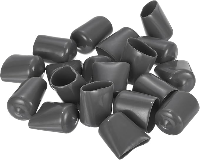 uxcell 20pcs Rubber End Caps 19mm(3/4") ID Vinyl PVC Round Tube Bolt Cap Cover Screw Thread Protectors Dark Grey