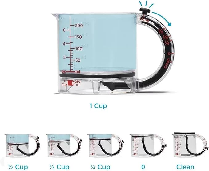 All in One Adjustable Measuring Cup, Push Up Measuring Cup Solid and Liquid, Space Saving, Easy to Clean, Multifunctional Kitchen Measuring Cups for Preparation, Baking, and Cooking (1)