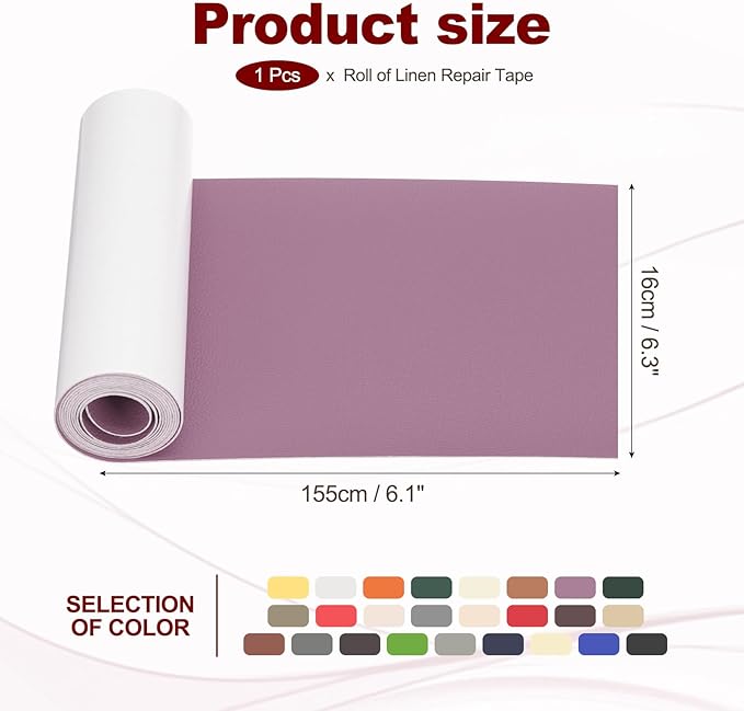 PATIKIL Leather Patches Tape for Furniture, 6.3 x 61 Inch Self Adhesive Vinyl Leather Repair Kit Cover Sheet for Couch, Sofa, Car Seats, Office Chair, Light Purple
