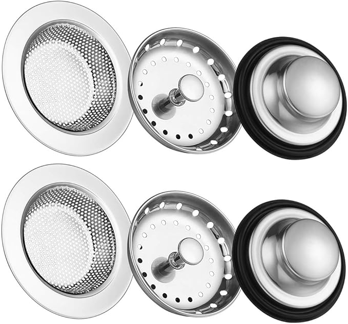 Kitchen Sink Drain Strainer 6 Pack Stainless Steel Sink Stopper, Anti-Clogging Kitchen Sink Drain Basket for Kitchen Sink Strainer Replacement Set