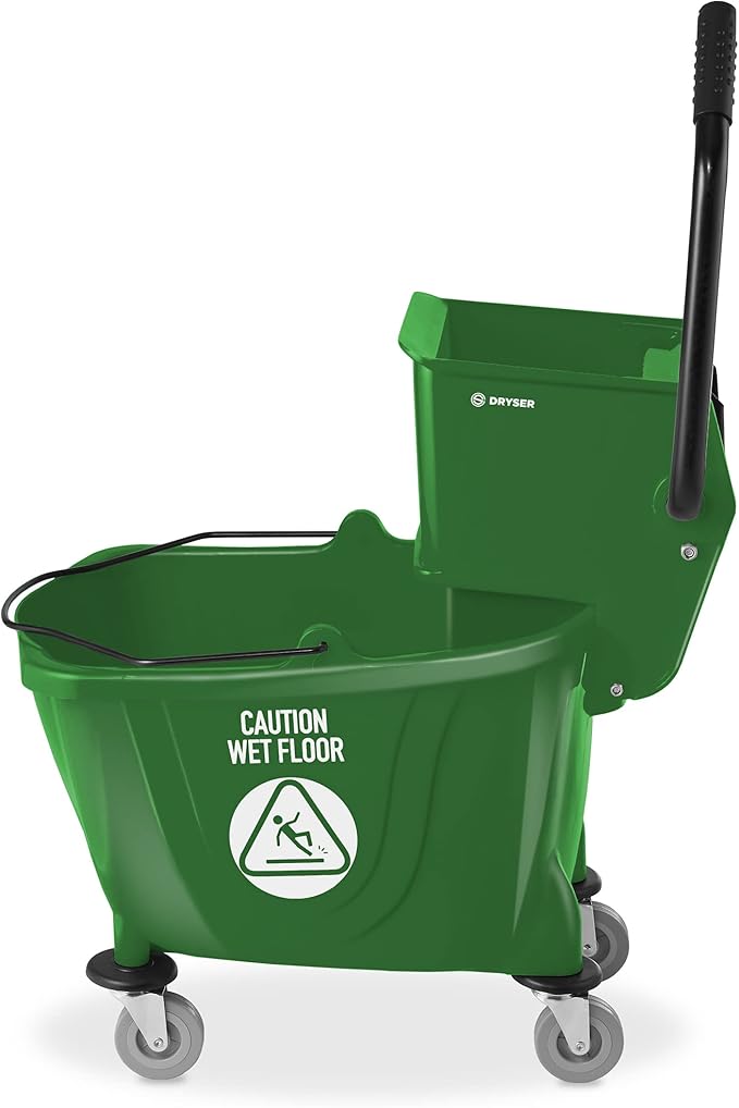 Dryser Commercial Side Press Wringer Combo Mop Bucket, 33 Quart, Green
