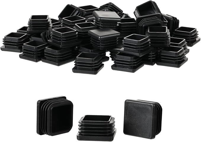 Furnigear Plastic Plugs Tubing End Cap Chair End Caps Outside Bottom Tubing Caps Square Furniture Sliders Glides Black (40, Fit 0.35-0.44" Square Tube Inner Size)