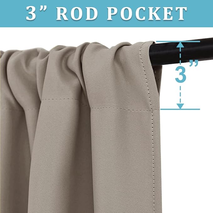RYB HOME Blackout Curtains for Kitchen, Over Sink Privacy Curtains Window Decor, Thermal Insulating Drapes for Bathroom Cafe Bedroom Small Window, W 42 x L 24 inch, Sand, 2 Panels